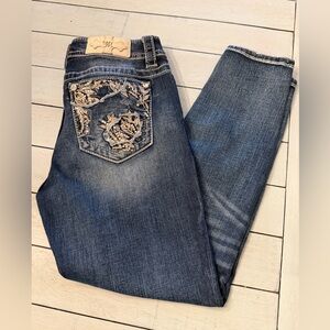MISS ME JEANS | Sz 29 Mid-Rise Ankle Skinny | EUC Dark Denim